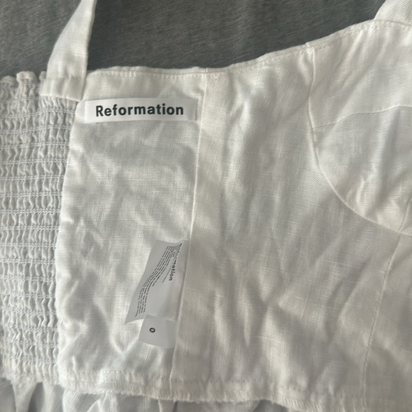 Reformation Kassie Linen Blouse in White 0 XS - Picture 6 of 6